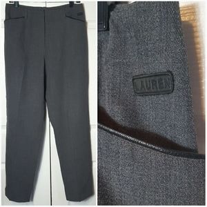 Lauren Virgin Wool Blend Faux Leather Trim Pants